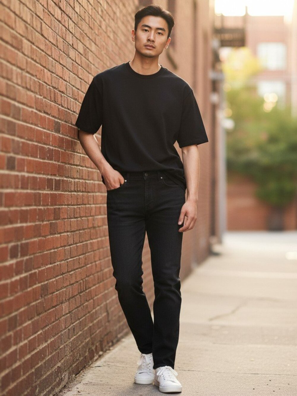 Lucky Brand Mens 34  x 32 Black Slim Straight Fit Pockets Denim Jeans (33x30.5)